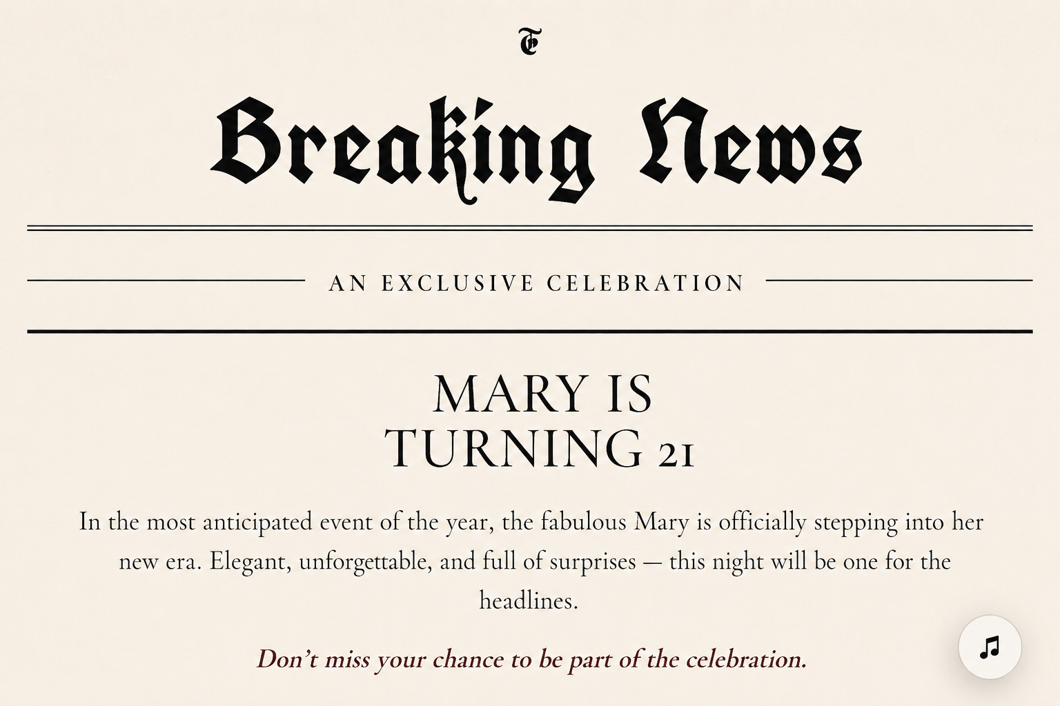Mary Turns 21